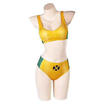 Rogue Women Yellow And Green Swimsuit Cosplay Costume Outfits Halloween Carnival Suit